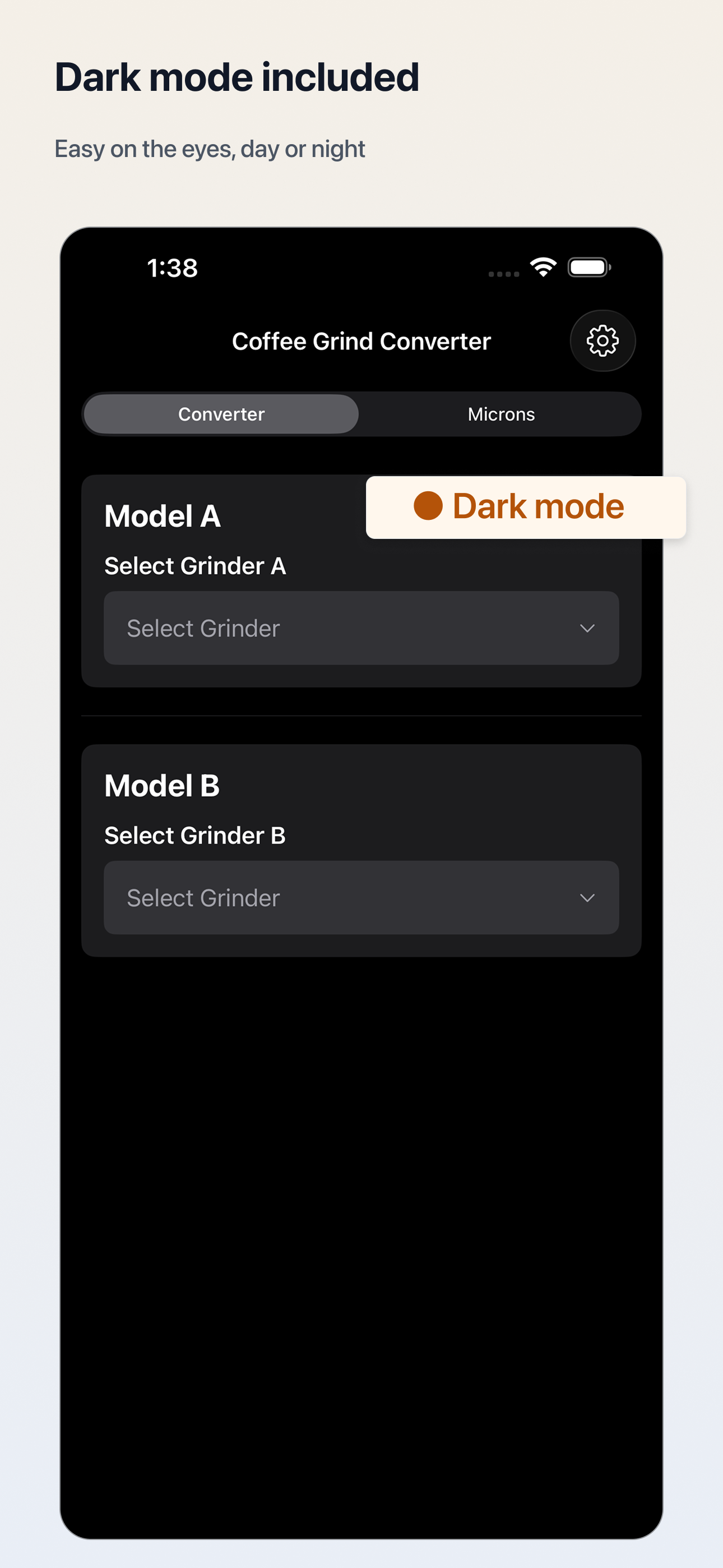 GrindConverter dark mode interface